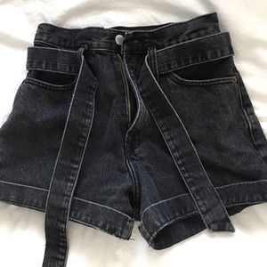 Black paper bag shorts